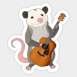 Opossum playing guitar Sticker